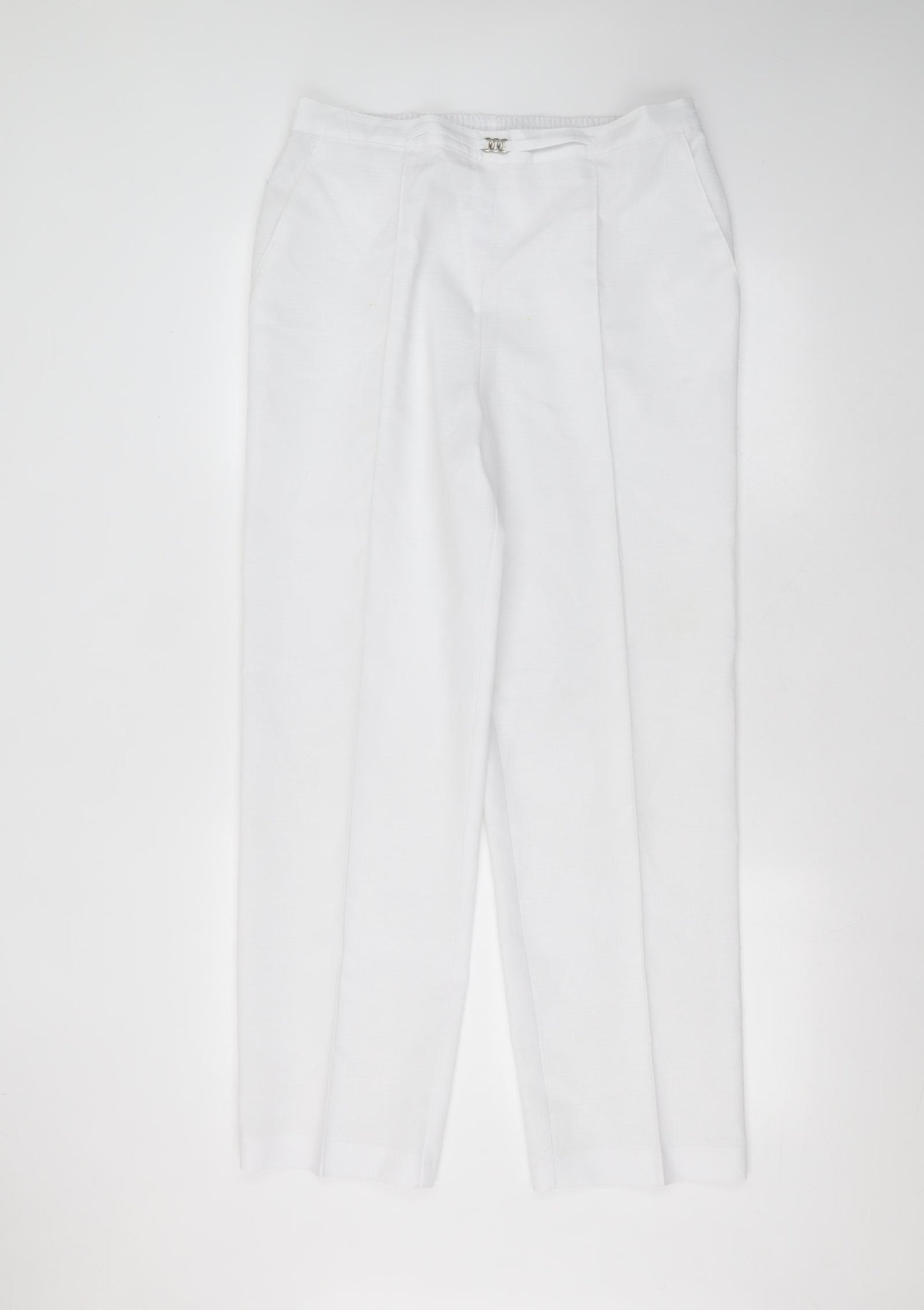 Marks and Spencer Womens White  Polyester Trousers  Size 16 L28 in Regular