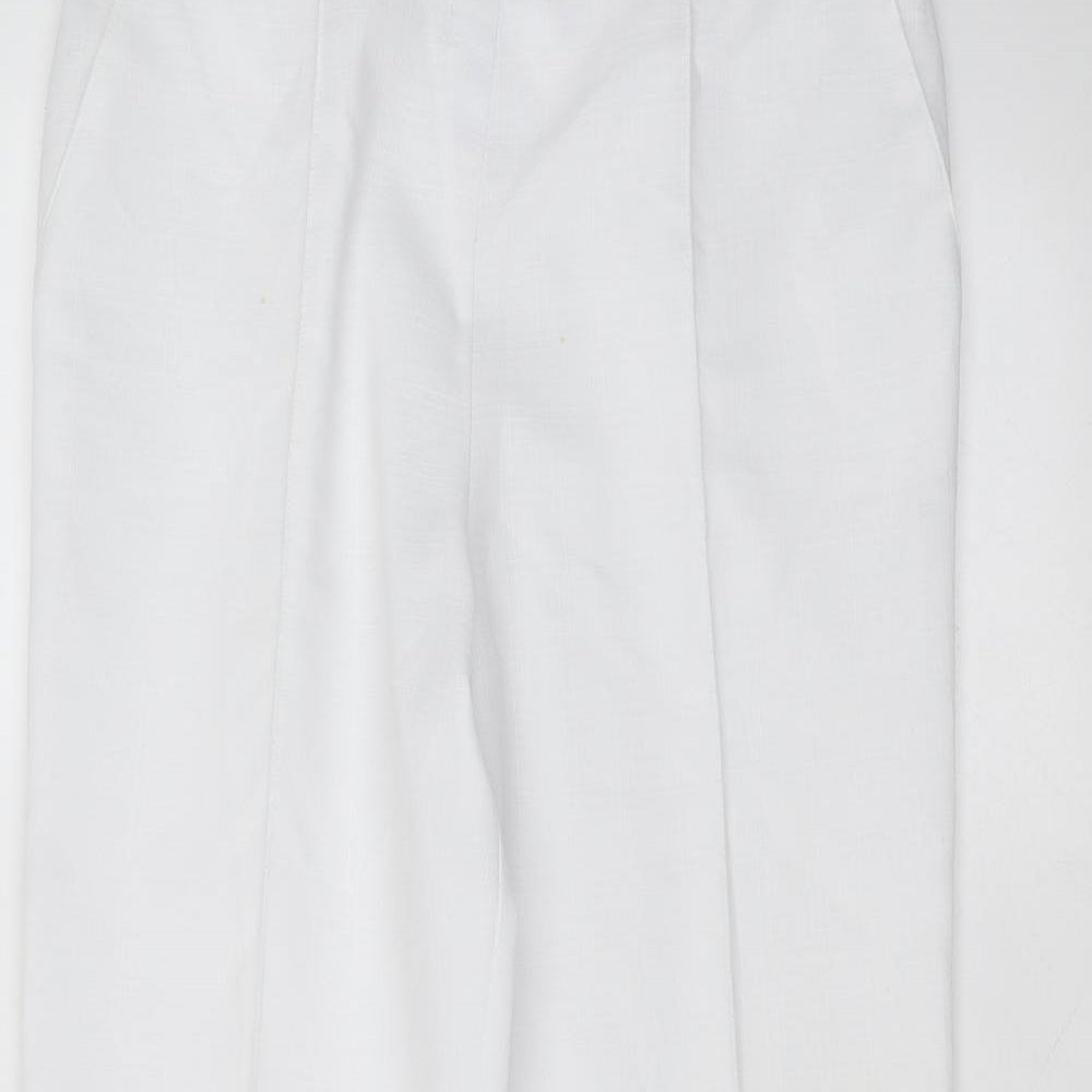 Marks and Spencer Womens White  Polyester Trousers  Size 16 L28 in Regular