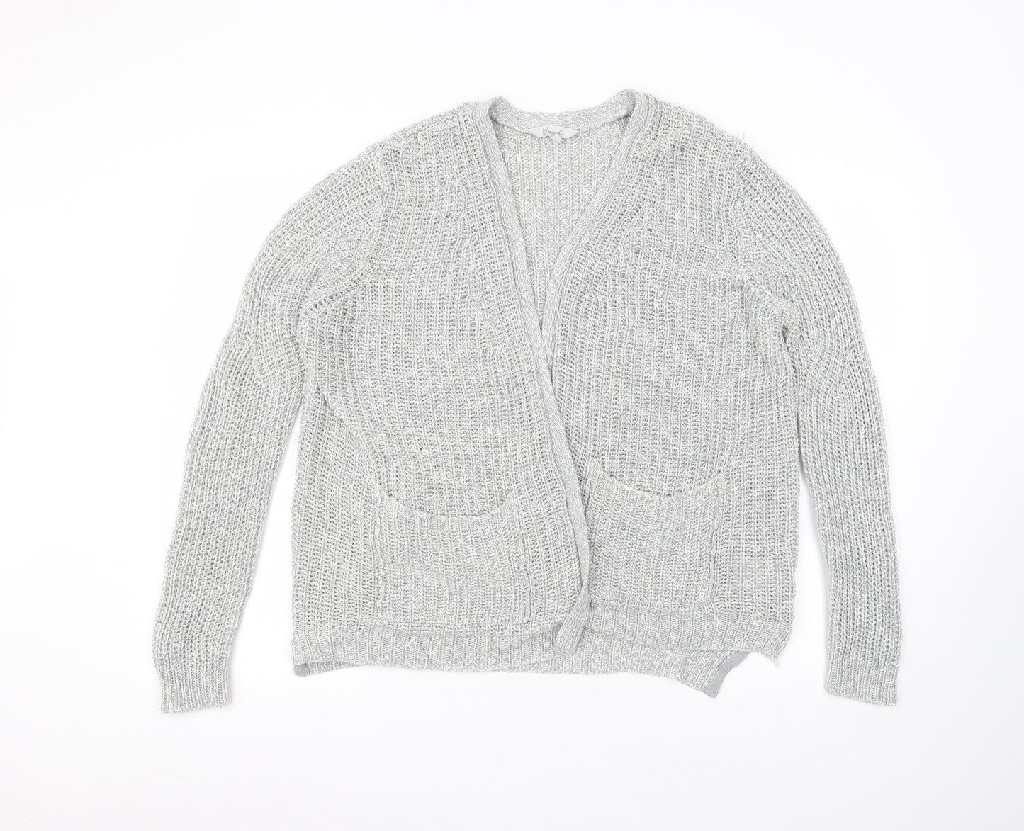 Peacocks Womens Grey Round Neck  Acrylic Cardigan Jumper Size M