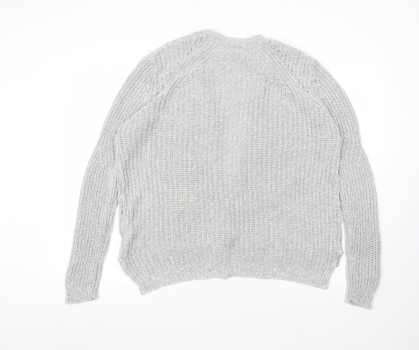 Peacocks Womens Grey Round Neck  Acrylic Cardigan Jumper Size M