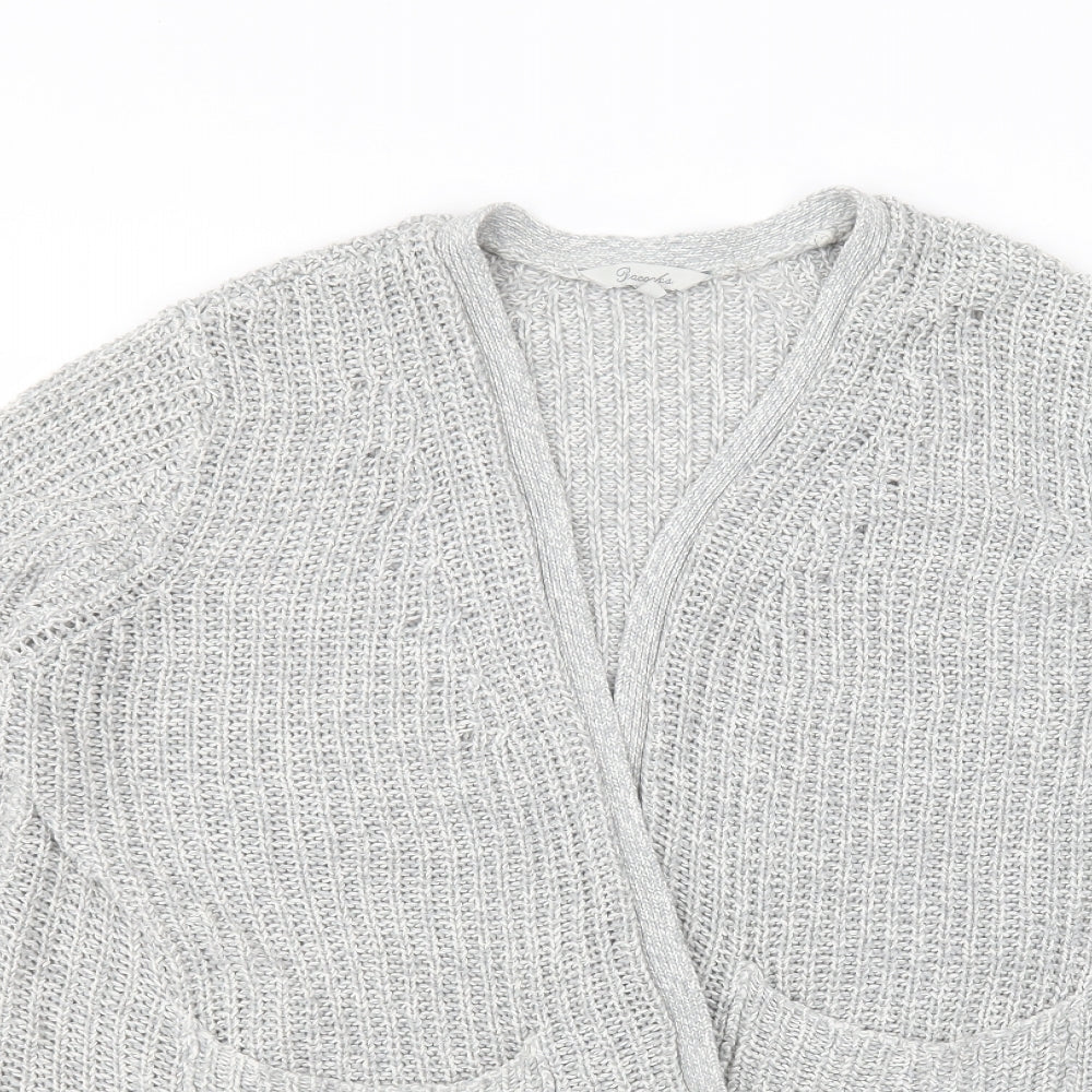 Peacocks Womens Grey Round Neck  Acrylic Cardigan Jumper Size M
