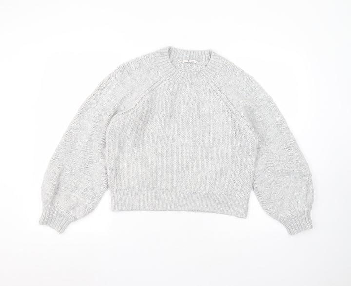 TU Womens Grey Round Neck Acrylic Pullover Jumper Size 12