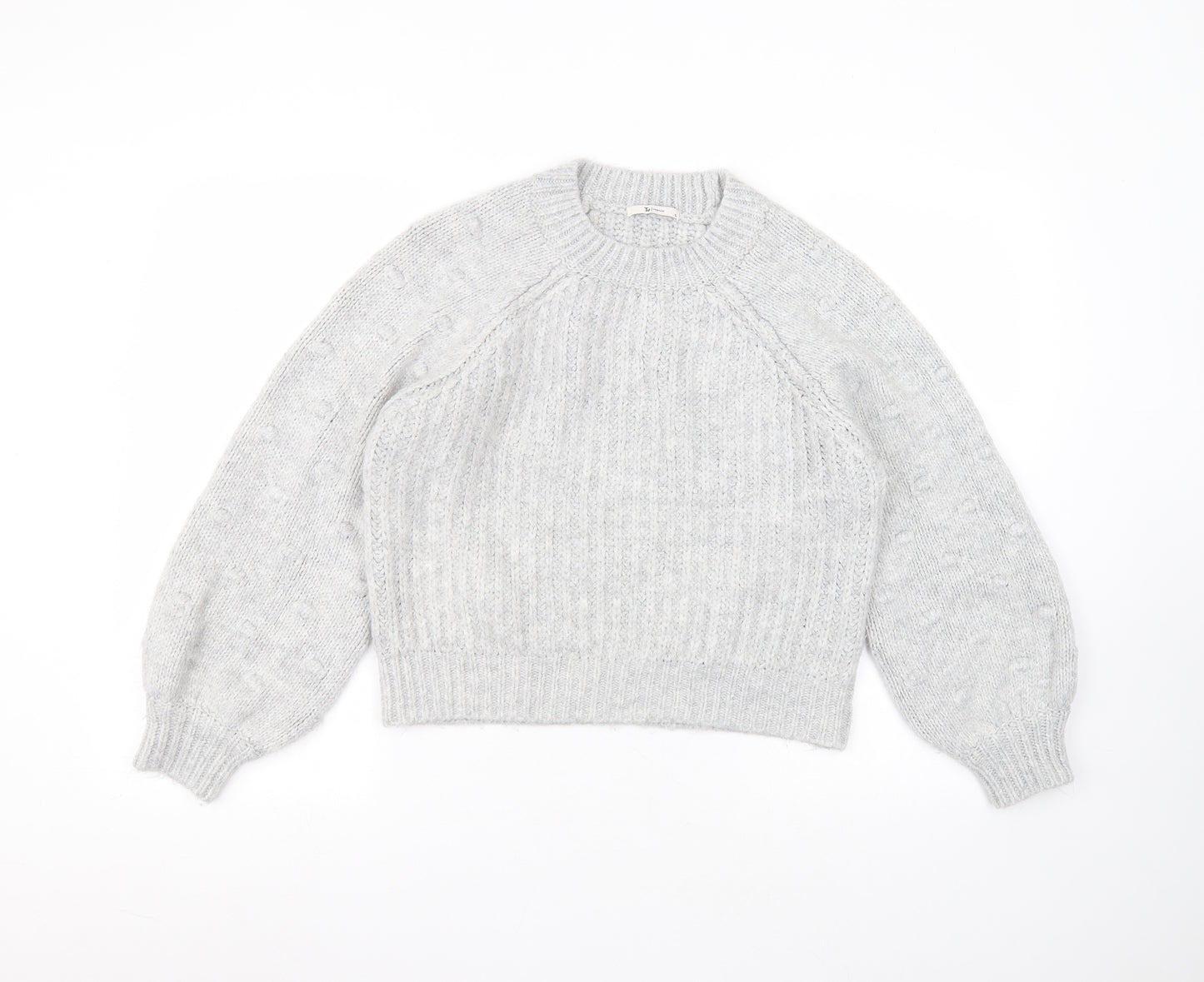 TU Womens Grey Round Neck  Acrylic Pullover Jumper Size 12