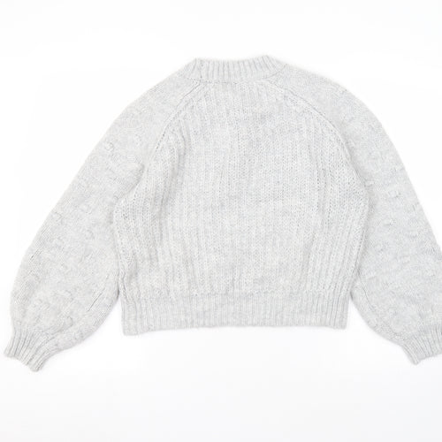 TU Womens Grey Round Neck  Acrylic Pullover Jumper Size 12