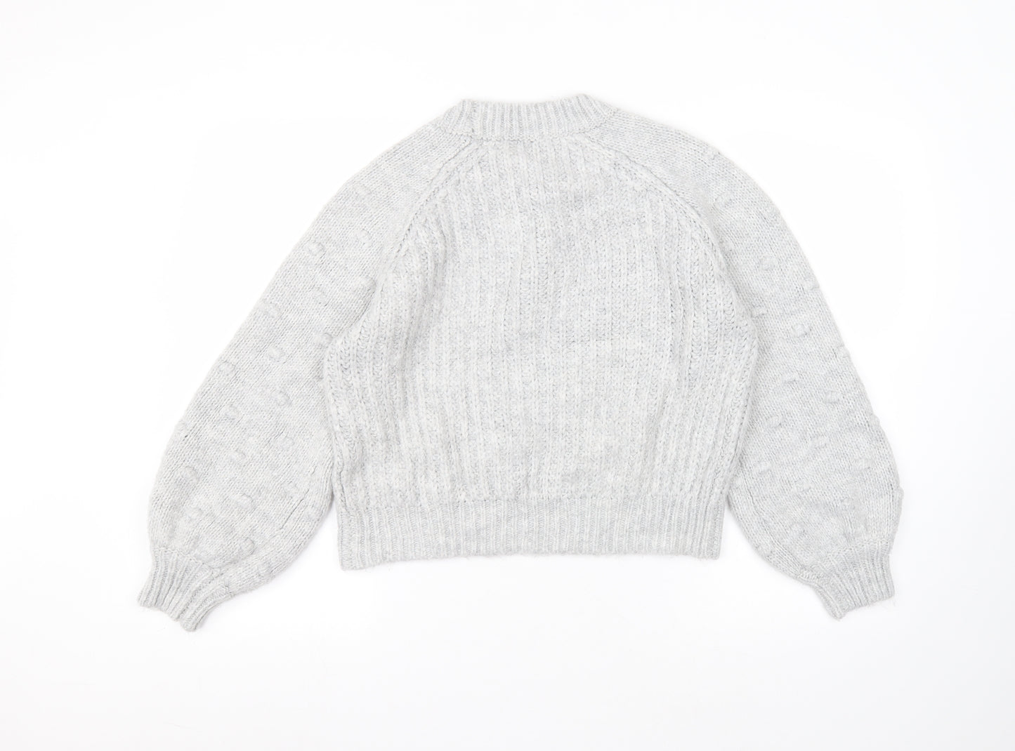 TU Womens Grey Round Neck  Acrylic Pullover Jumper Size 12