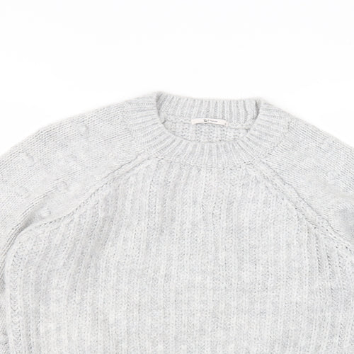 TU Womens Grey Round Neck  Acrylic Pullover Jumper Size 12