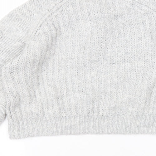TU Womens Grey Round Neck  Acrylic Pullover Jumper Size 12