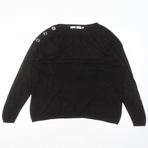 Very Womens Black  Acrylic Basic T-Shirt Size 16 Round Neck