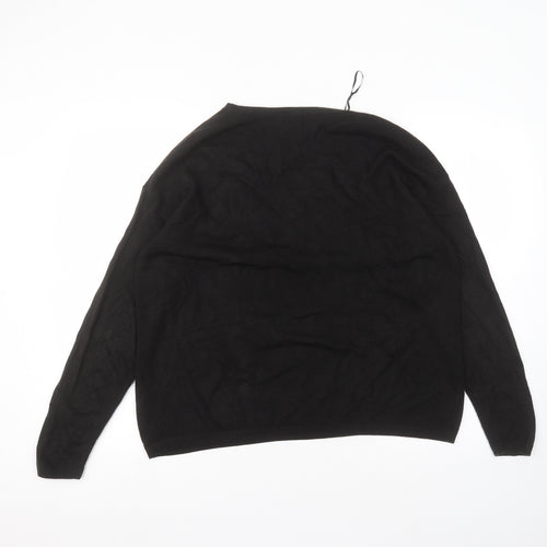 Very Womens Black  Acrylic Basic T-Shirt Size 16 Round Neck