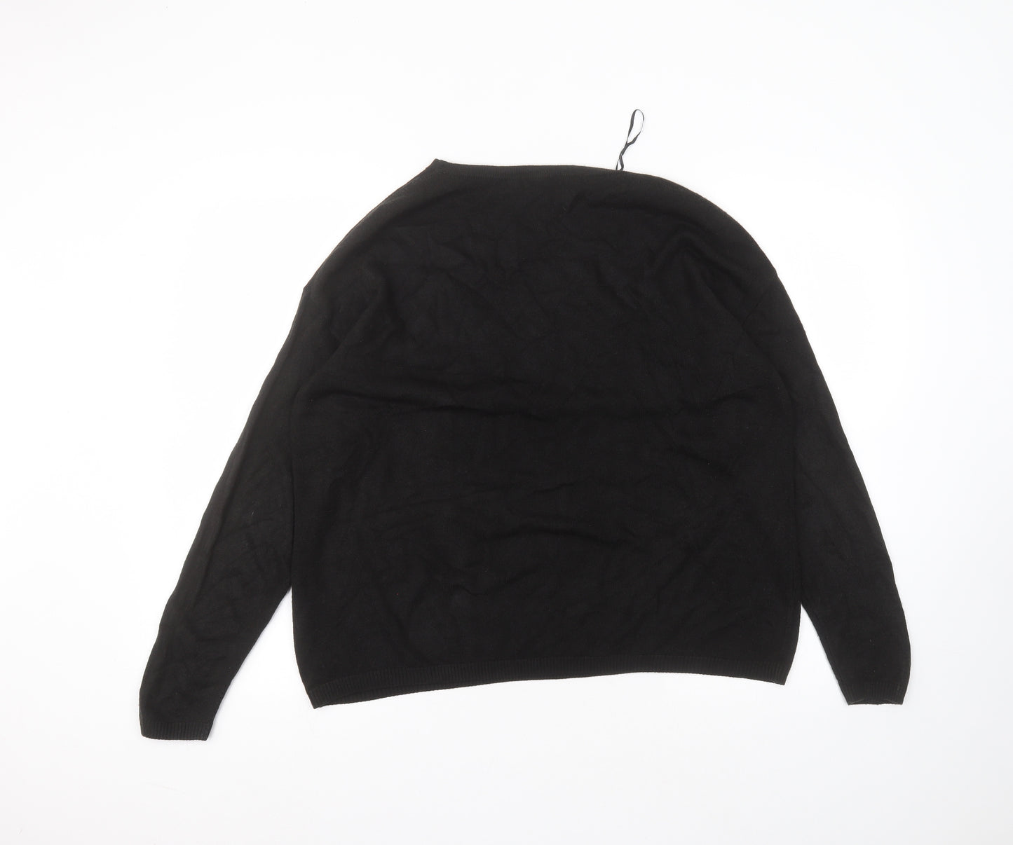 Very Womens Black  Acrylic Basic T-Shirt Size 16 Round Neck