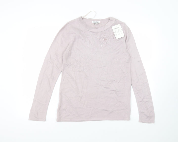 fay louise Womens Pink Acrylic Basic T-Shirt Size S Round Neck