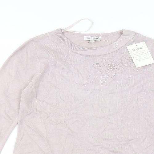 fay louise Womens Pink  Acrylic Basic T-Shirt Size S Round Neck