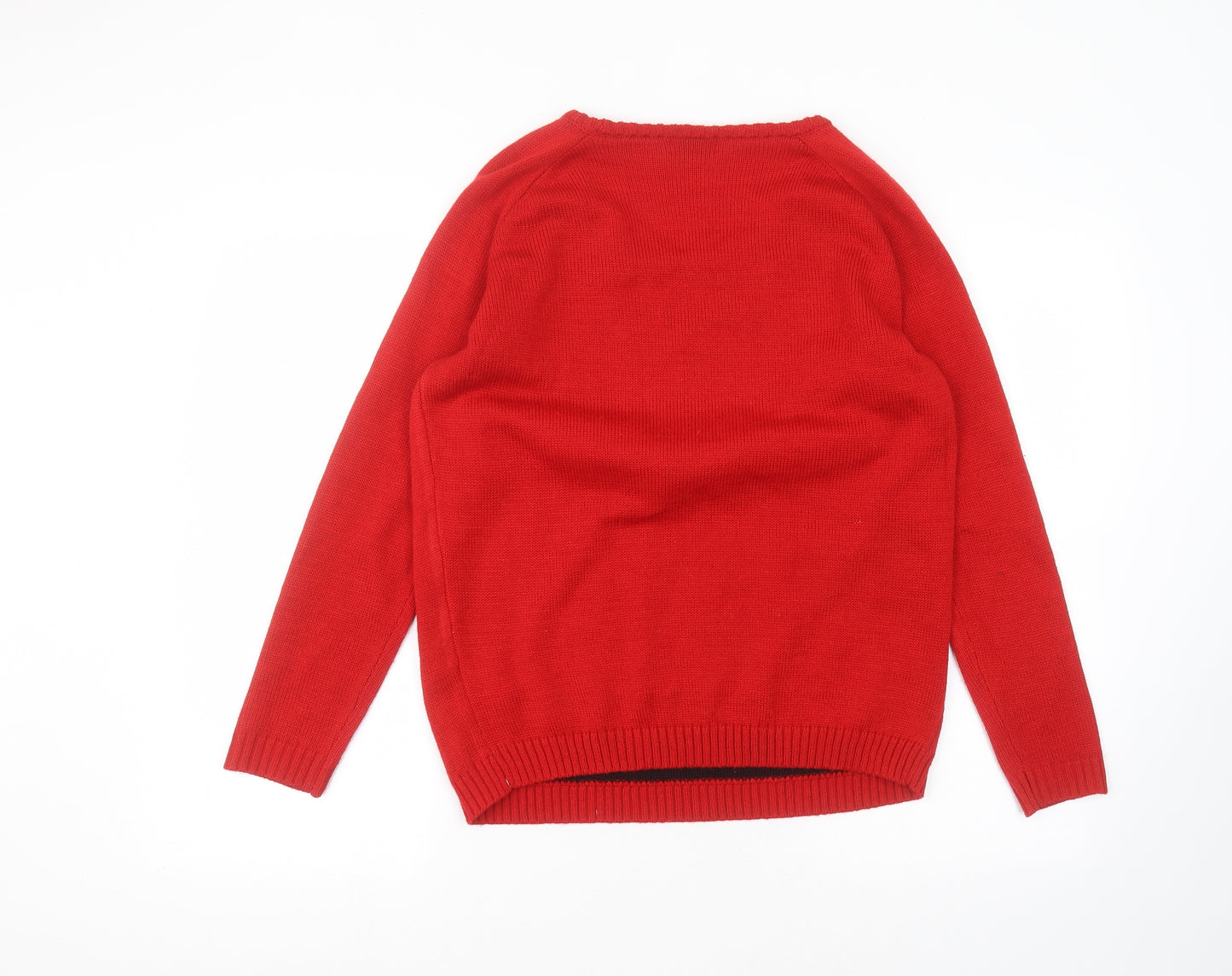 cozy christmas Womens Red Round Neck  Acrylic Pullover Jumper Size 12   - christmas jumper