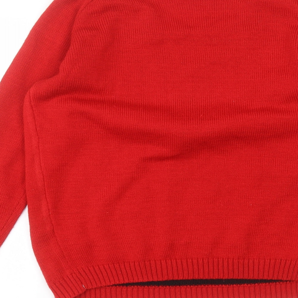 cozy christmas Womens Red Round Neck  Acrylic Pullover Jumper Size 12   - christmas jumper