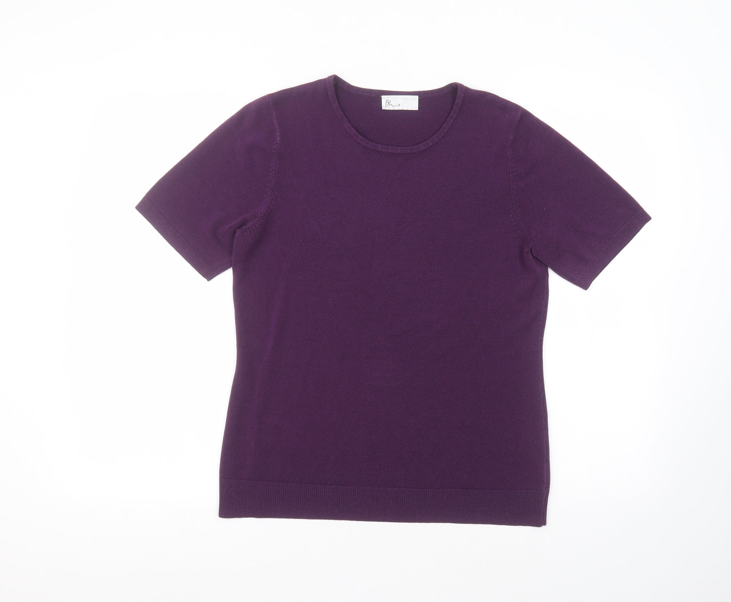 BHS Womens Purple  Acrylic Basic T-Shirt Size 14 Round Neck