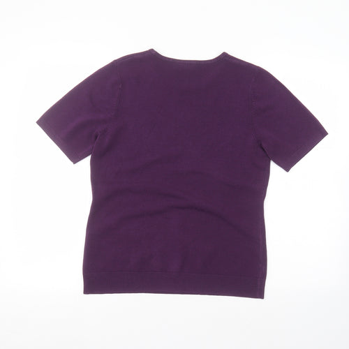 BHS Womens Purple  Acrylic Basic T-Shirt Size 14 Round Neck