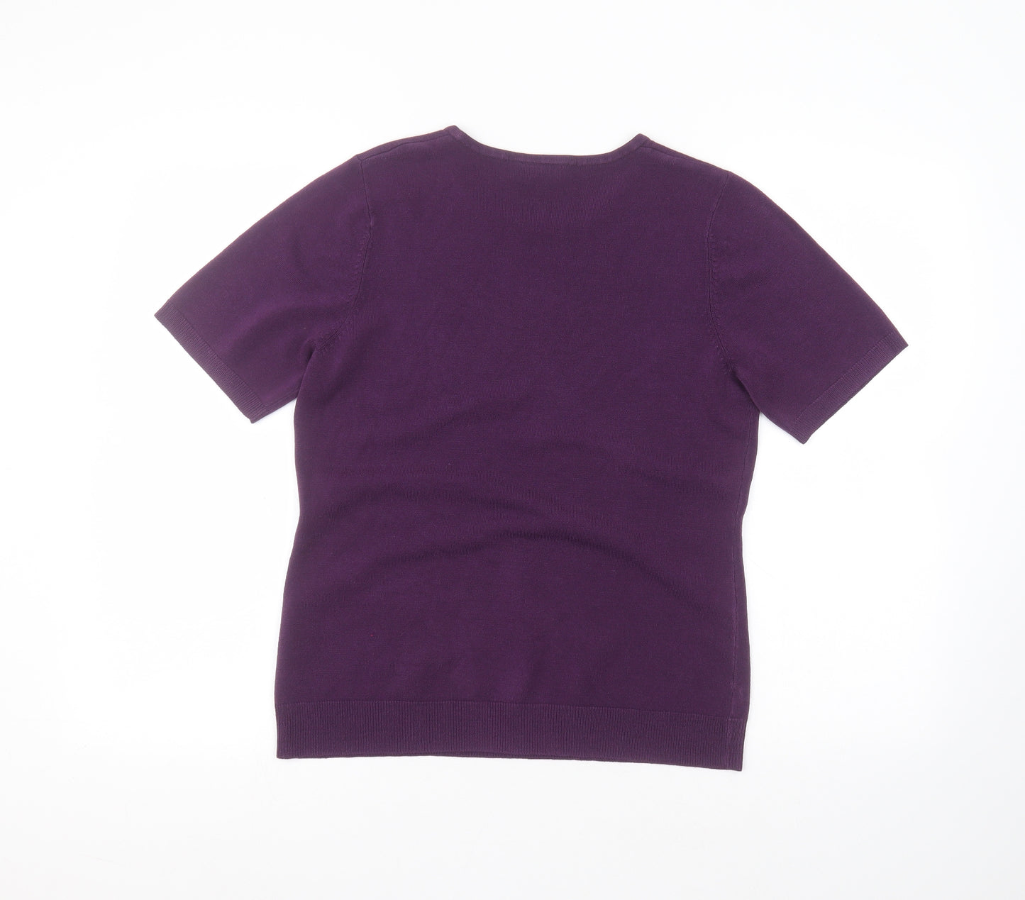 BHS Womens Purple  Acrylic Basic T-Shirt Size 14 Round Neck