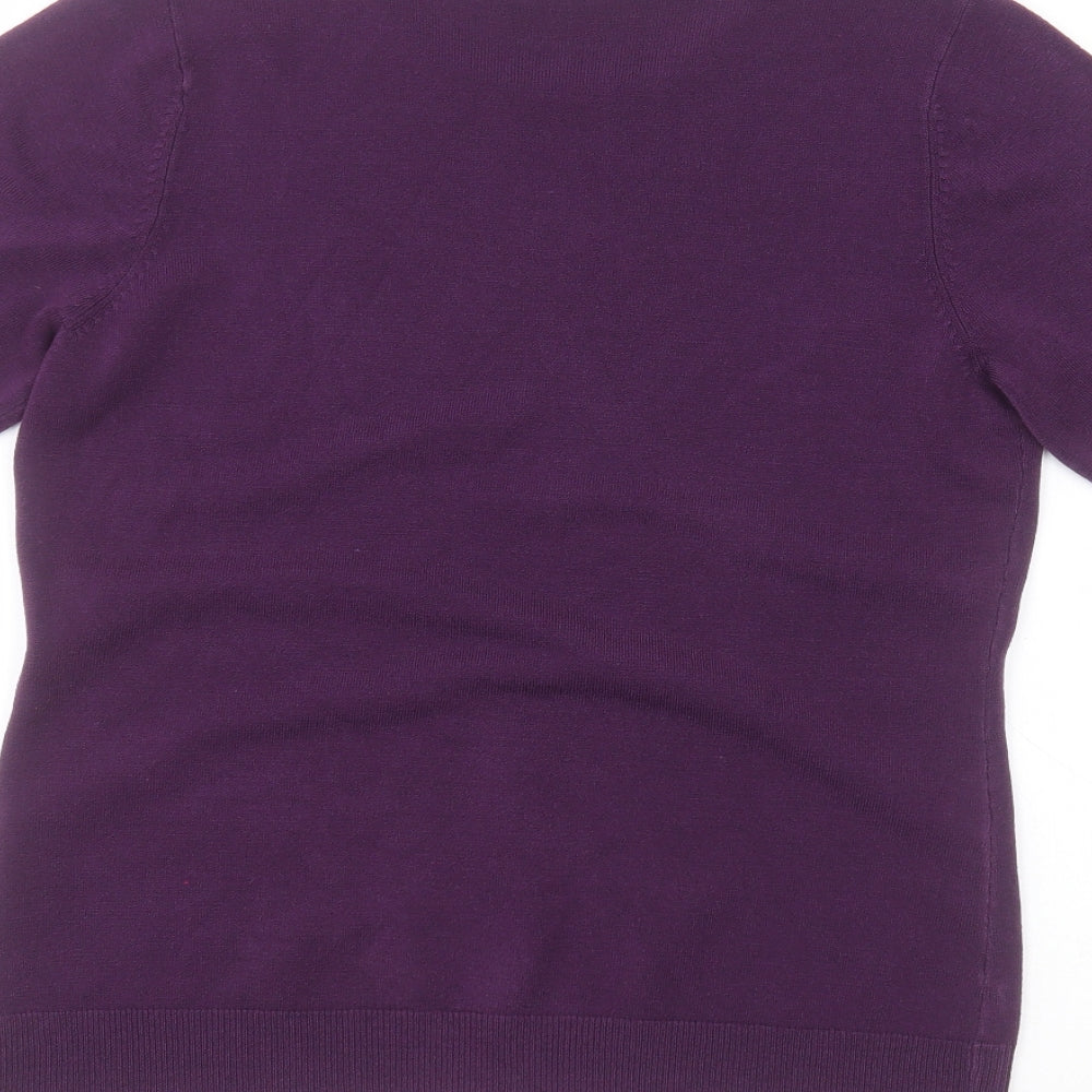 BHS Womens Purple  Acrylic Basic T-Shirt Size 14 Round Neck