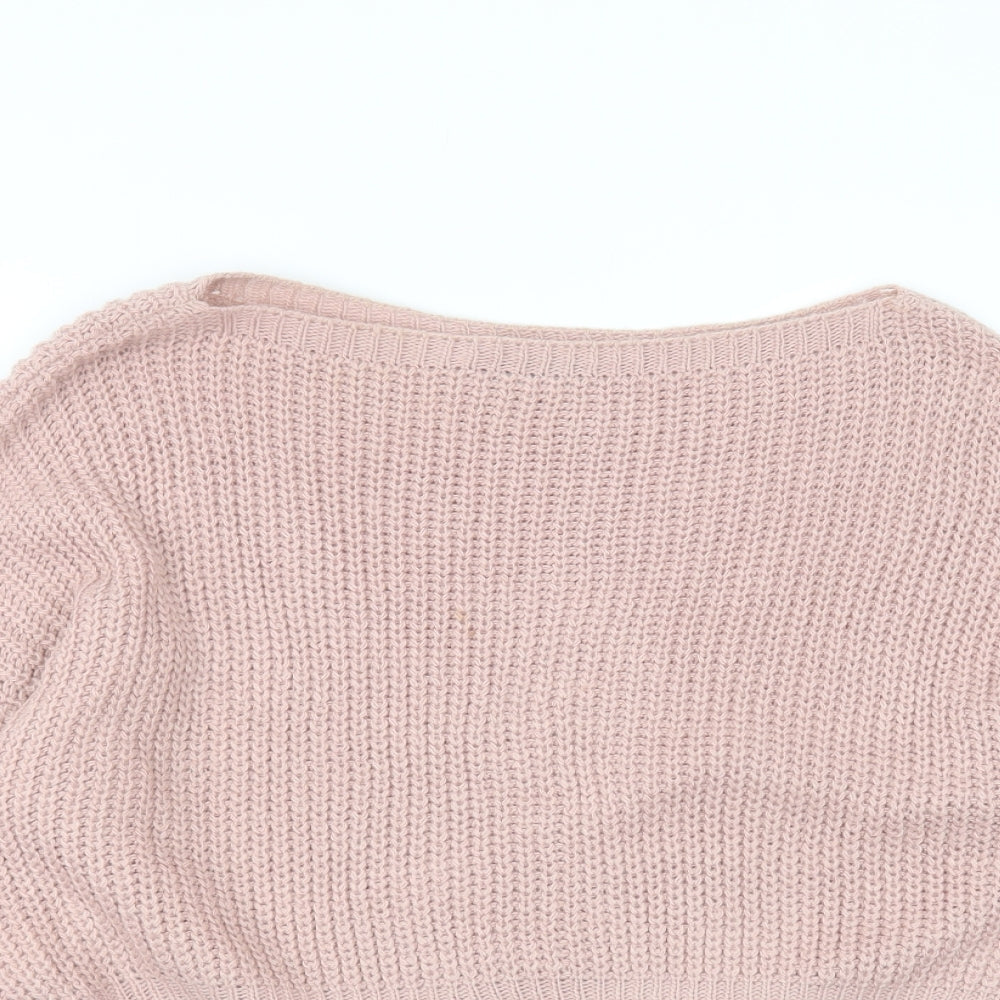 I SAW IT FIRST Womens Pink Round Neck  Acrylic Pullover Jumper Size 20