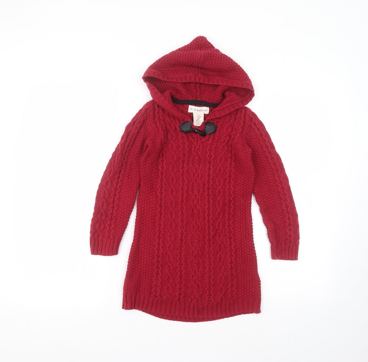 if it were me Girls Red  Cotton Pullover Hoodie Size 6 Years