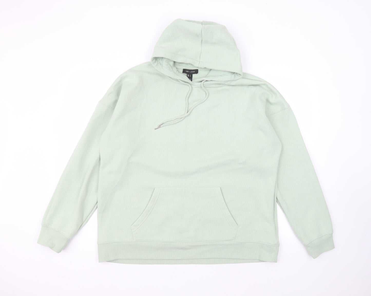 New Look Womens Green  Cotton Pullover Hoodie Size L