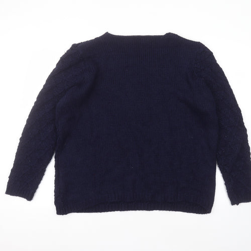 Debinhams Womens Blue Round Neck  Acrylic Pullover Jumper Size 20