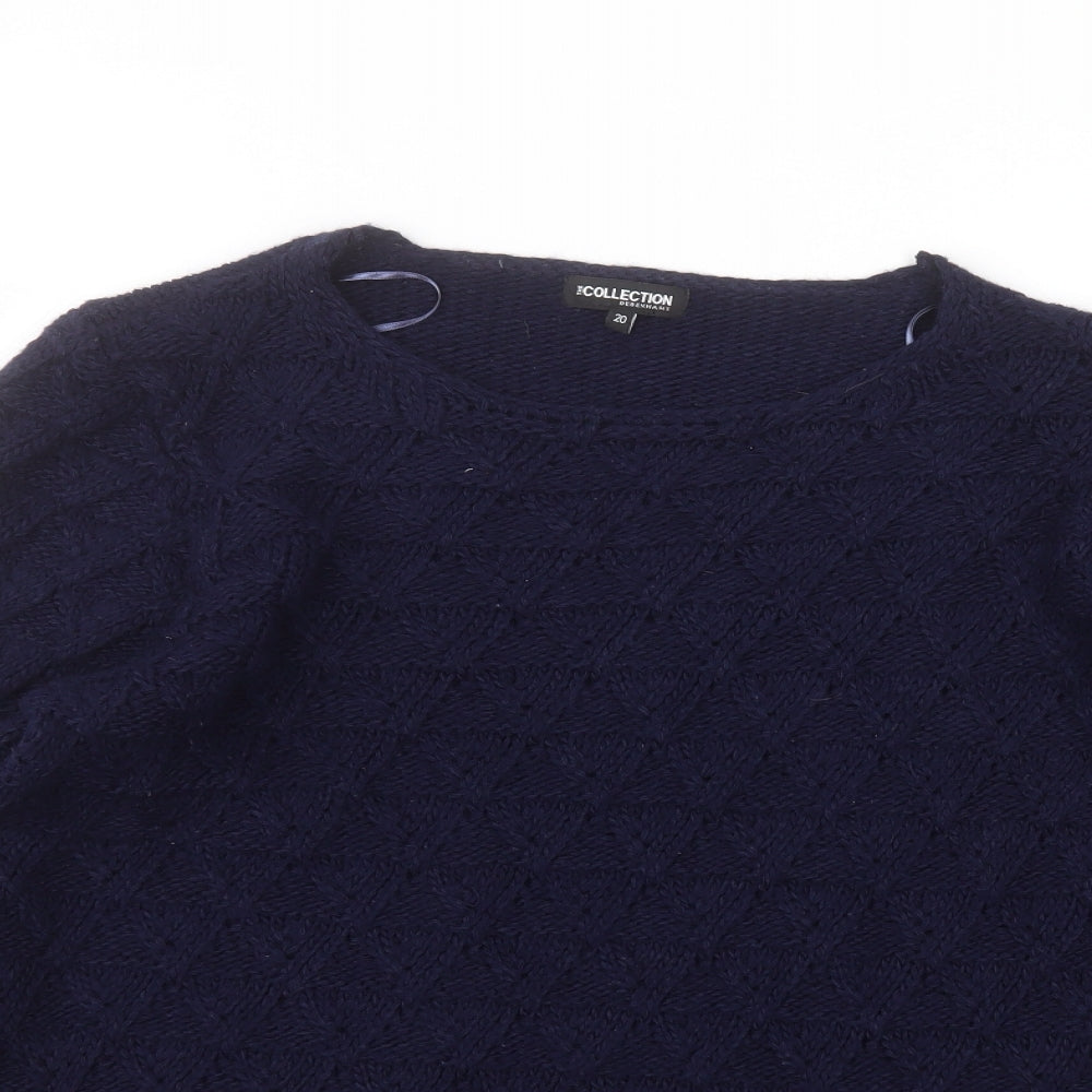 Debinhams Womens Blue Round Neck  Acrylic Pullover Jumper Size 20