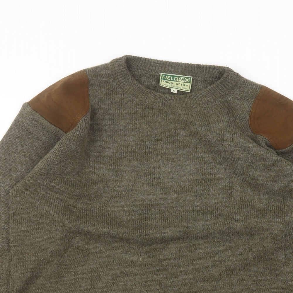 Fieldpro Mens Green Round Neck  Acrylic Pullover Jumper Size M
