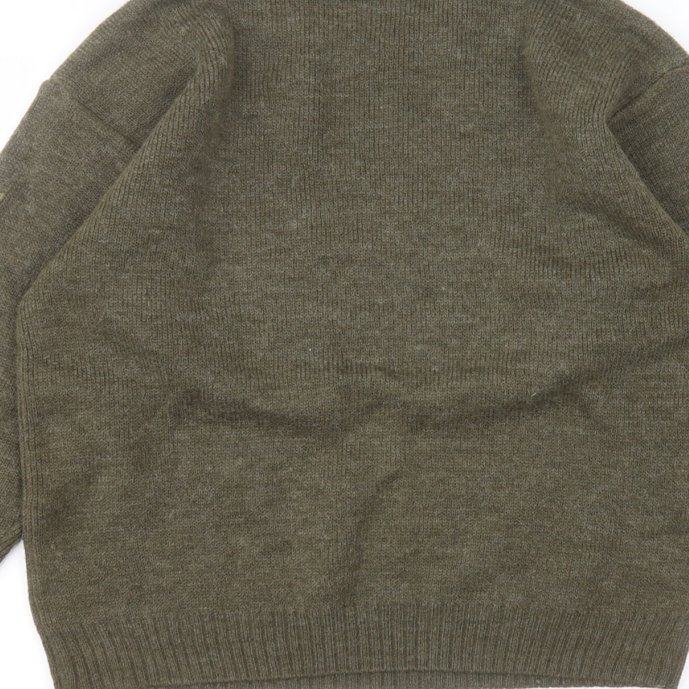 Fieldpro Mens Green Round Neck  Acrylic Pullover Jumper Size M