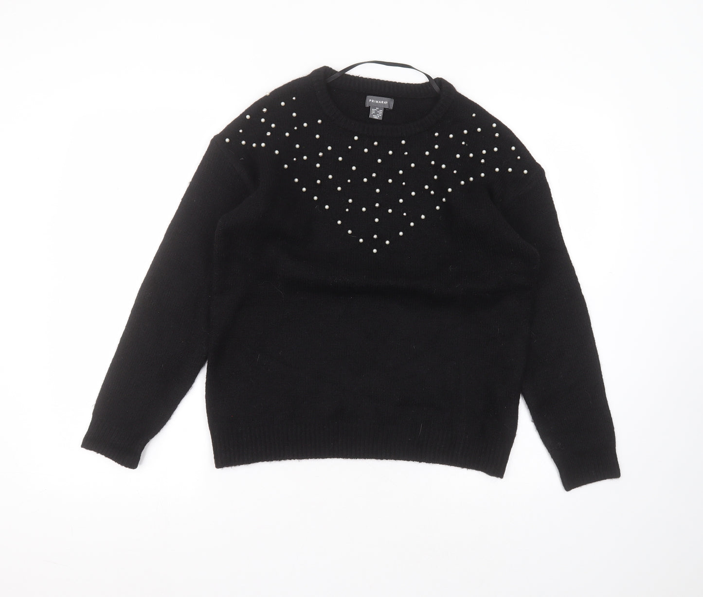 Primark Womens Black Round Neck  Acrylic Pullover Jumper Size XS
