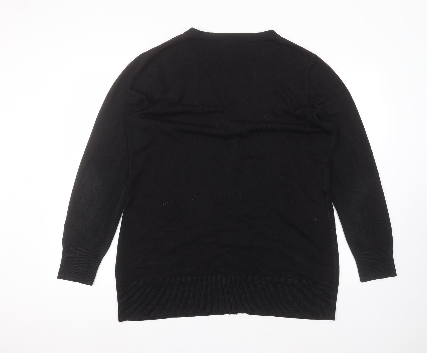 South Womens Black V-Neck  Acrylic Cardigan Jumper Size 20
