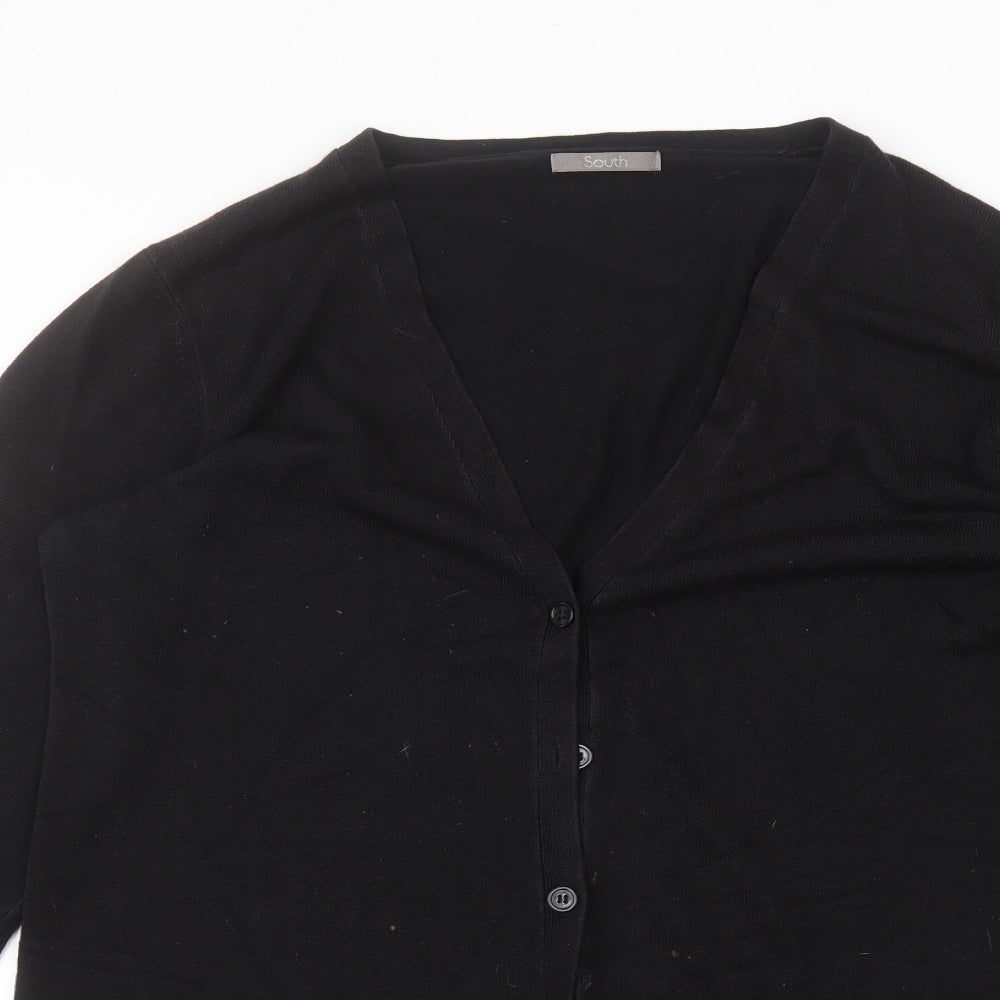 South Womens Black V-Neck  Acrylic Cardigan Jumper Size 20
