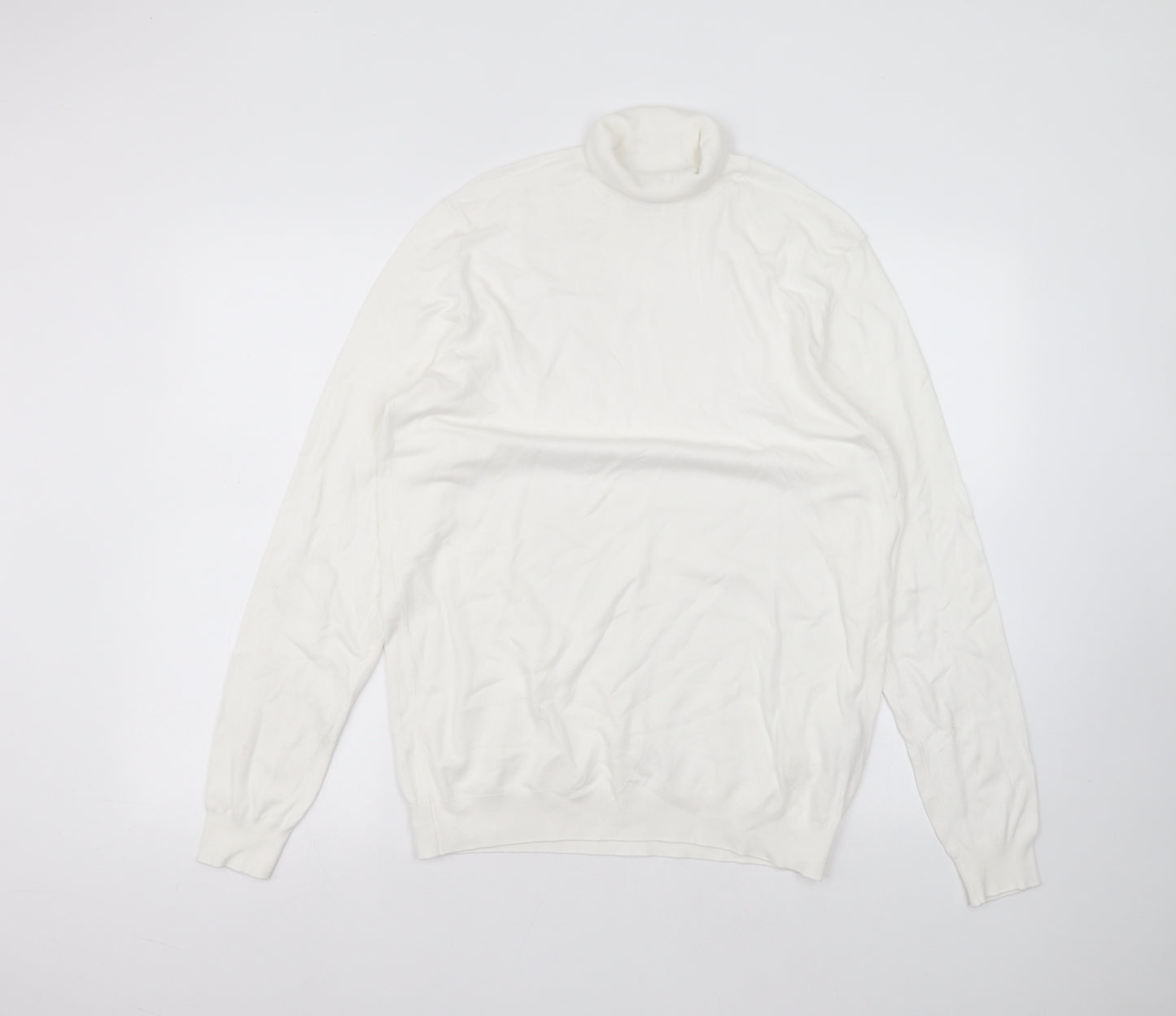 Zara Womens White  Viscose Basic T-Shirt Size M Roll Neck