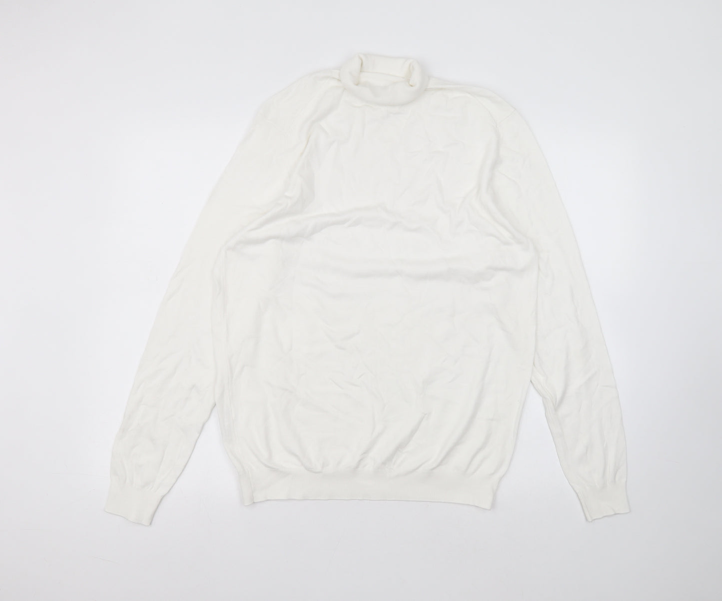 Zara Womens White  Viscose Basic T-Shirt Size M Roll Neck