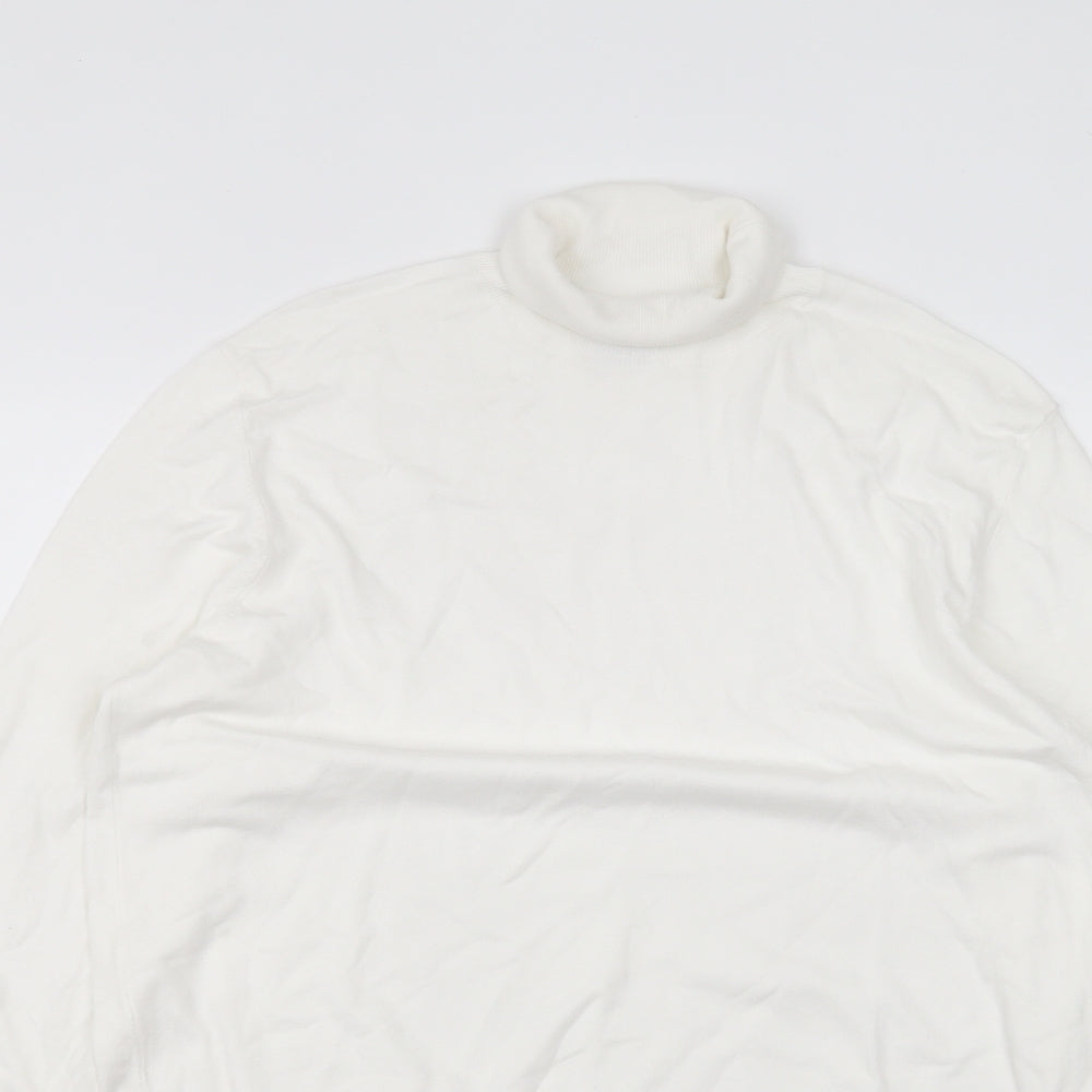 Zara Womens White  Viscose Basic T-Shirt Size M Roll Neck