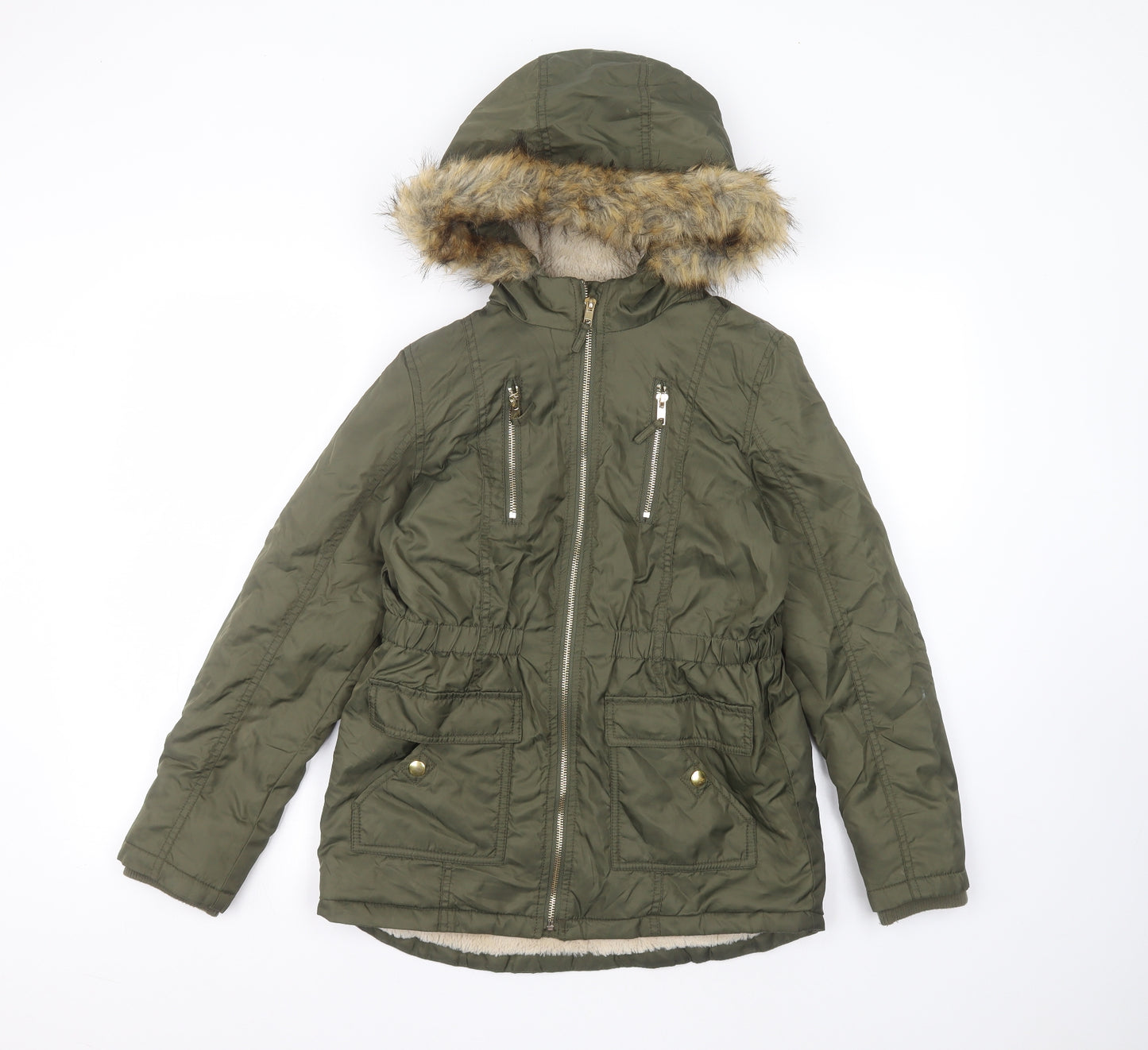 Nutmeg Girls Green   Parka Coat Size 11-12 Years