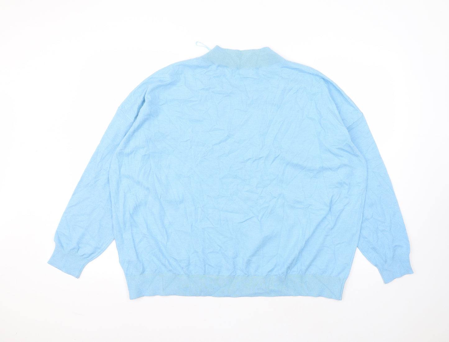 Marks and Spencer Womens Blue  Viscose Basic T-Shirt Size XL Round Neck