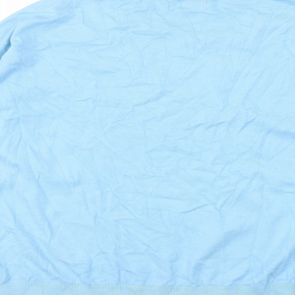 Marks and Spencer Womens Blue  Viscose Basic T-Shirt Size XL Round Neck