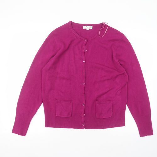 Ann McCarthey Womens Pink Round Neck  Acrylic Cardigan Jumper Size L