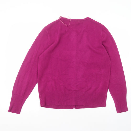 Ann McCarthey Womens Pink Round Neck  Acrylic Cardigan Jumper Size L