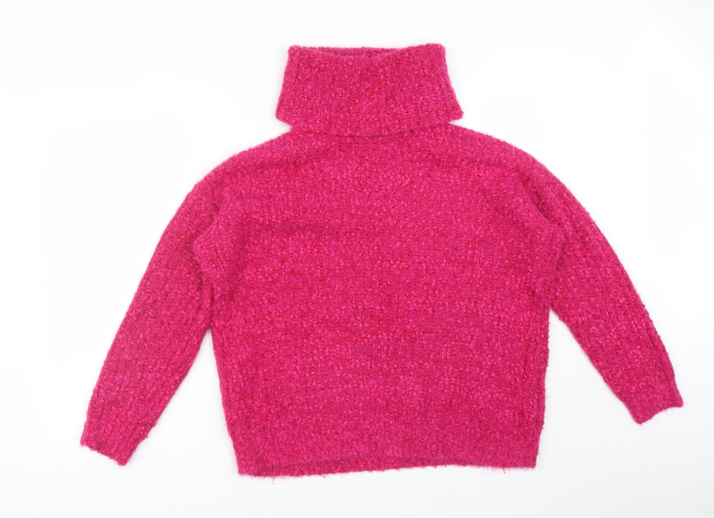 M&S Womens Pink Roll Neck  Acrylic Pullover Jumper Size M