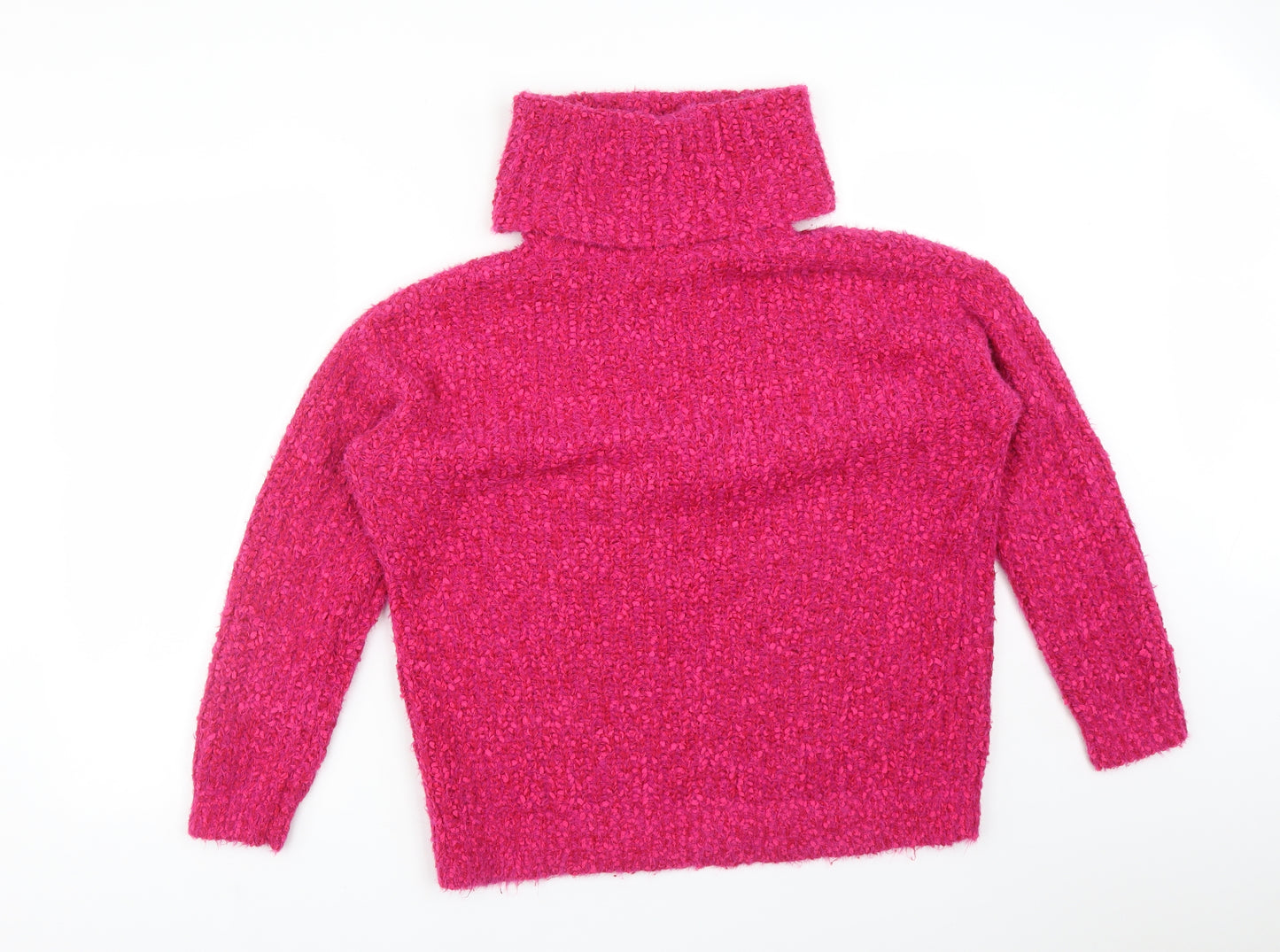 M&S Womens Pink Roll Neck  Acrylic Pullover Jumper Size M