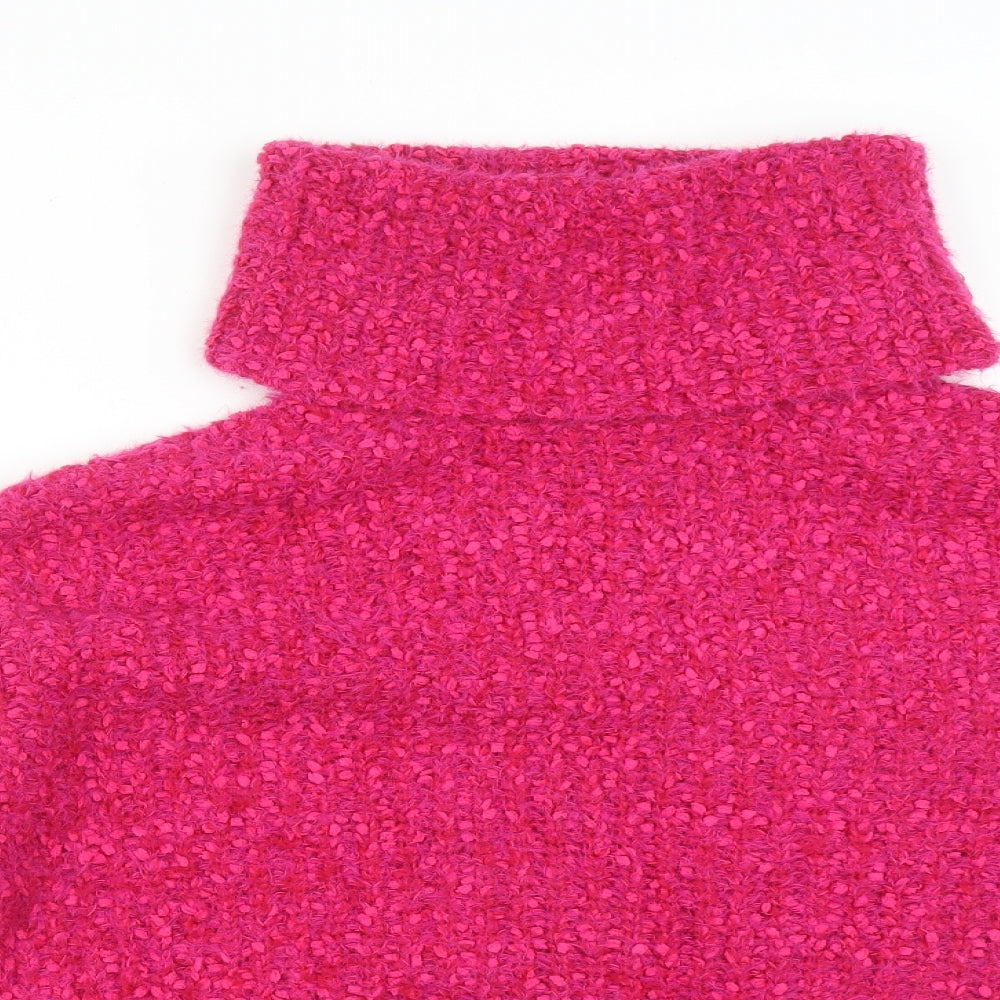 M&S Womens Pink Roll Neck  Acrylic Pullover Jumper Size M