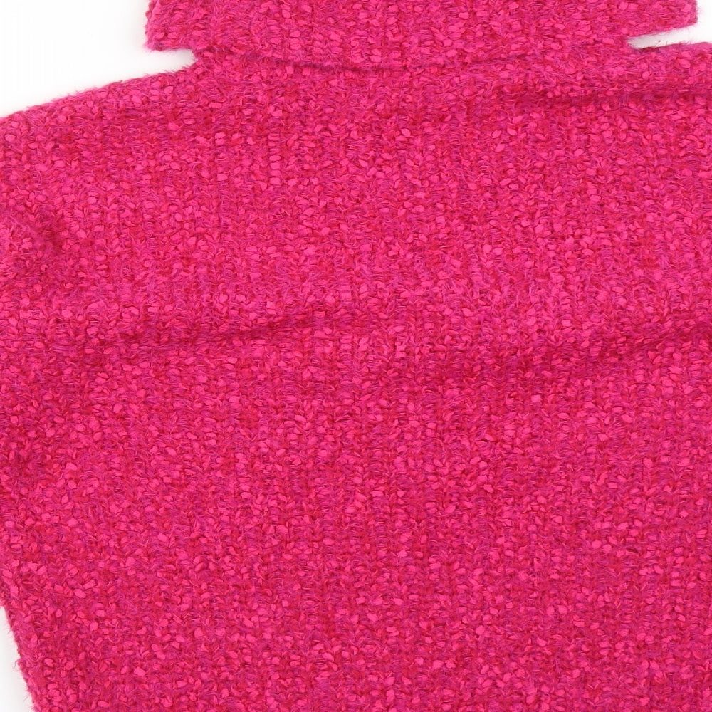 M&S Womens Pink Roll Neck  Acrylic Pullover Jumper Size M