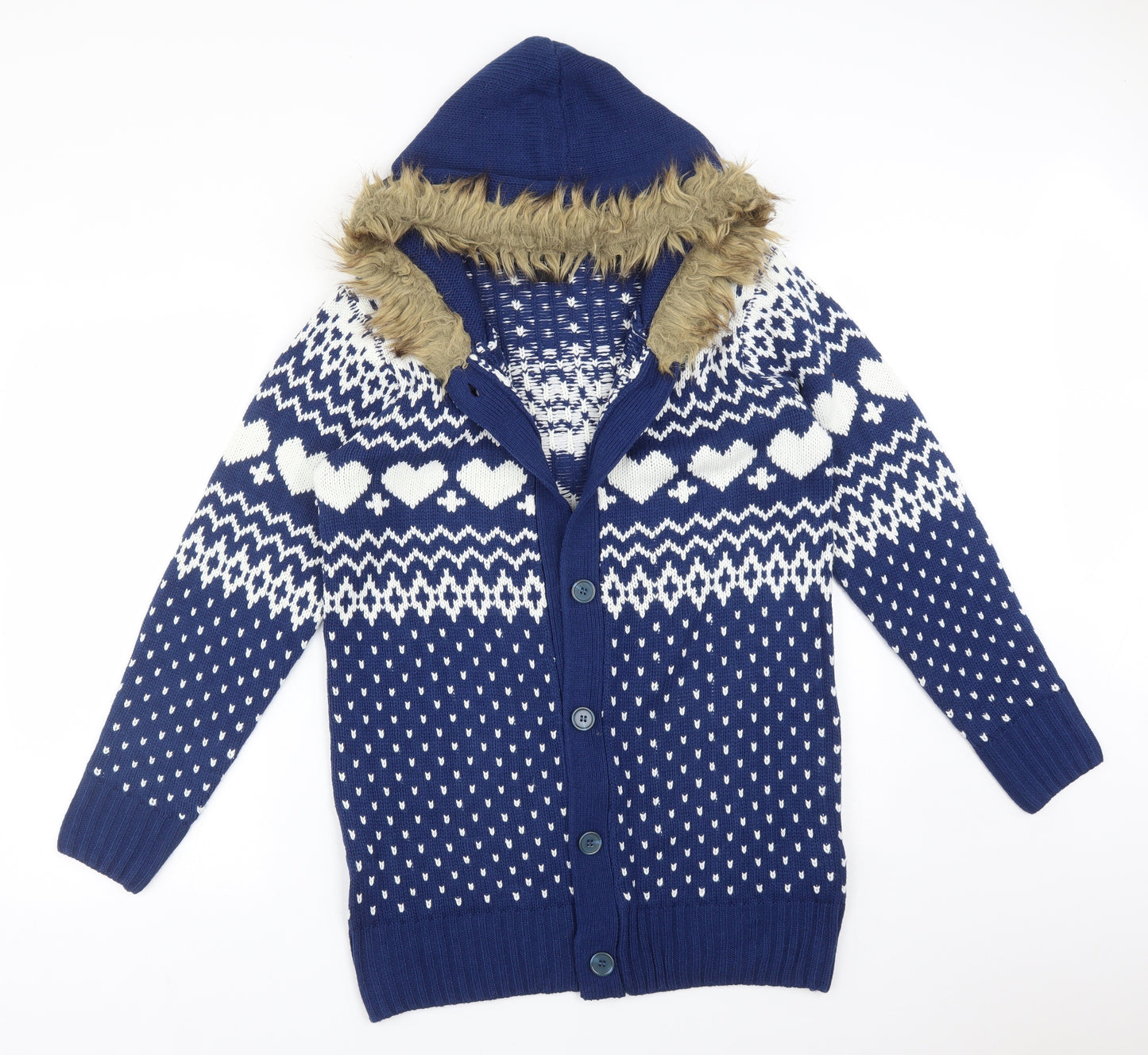 BE YOU Womens Multicoloured  Fair Isle Acrylic Cardigan Jumper Size 14