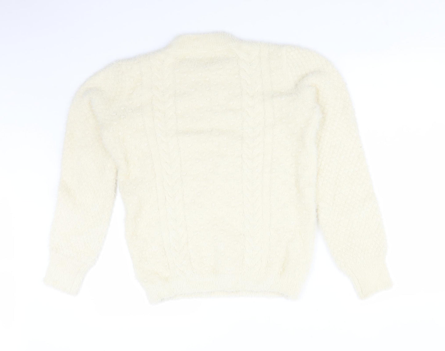 Papaya Womens White  Acrylic Pullover Sweatshirt Size S