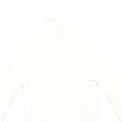 Stradivarius Womens White  Viscose Basic T-Shirt Size M High Neck