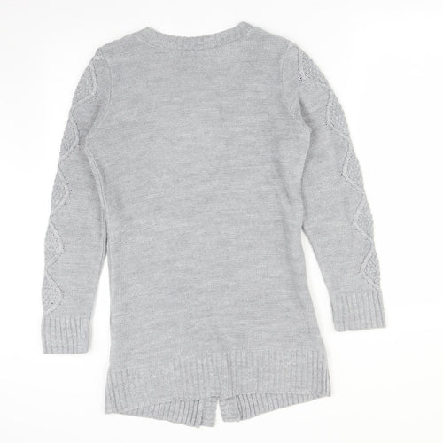 Dorothy Perkins Womens Grey V-Neck Argyle/Diamond Acrylic Cardigan Jumper Size 8