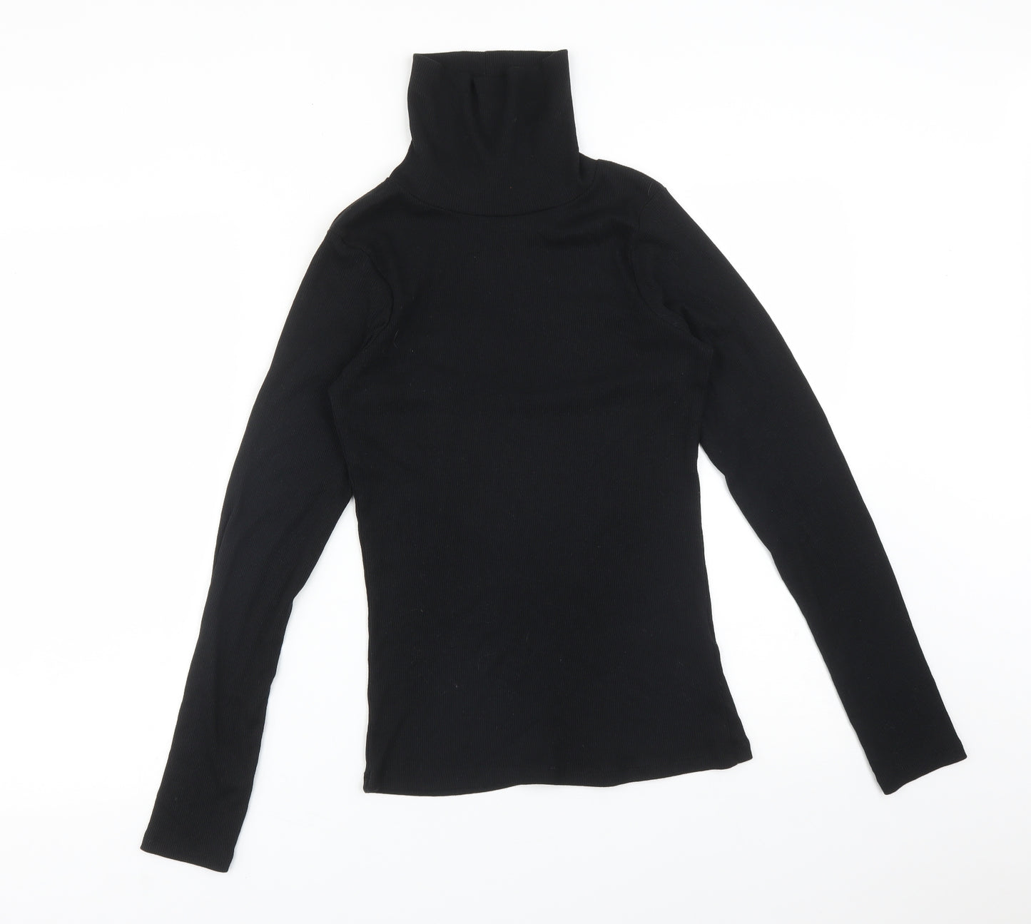 New Look Womens Black  Polyester Basic T-Shirt Size 12 High Neck