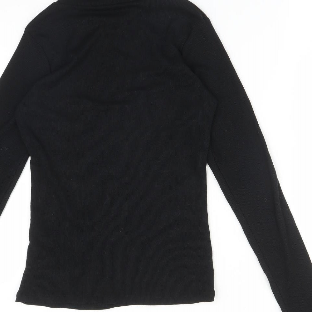 New Look Womens Black  Polyester Basic T-Shirt Size 12 High Neck